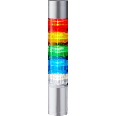 Patlite LR6 Series Coloured Buzzer Signal Tower, 5 Lights, 24 V dc, Direct Mount