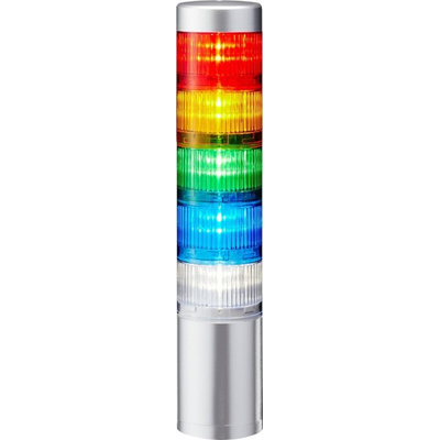 Patlite LR6 Series Coloured Signal Tower, 5 Lights, 24 V dc, Direct Mount
