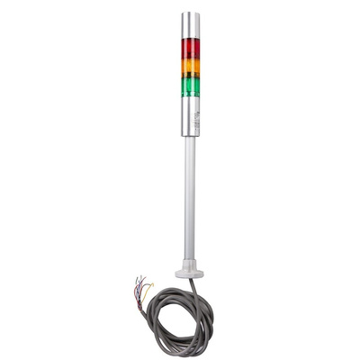 Patlite LR4 Series Coloured Buzzer Signal Tower, 3 Lights, 24 V dc, Pole Mount