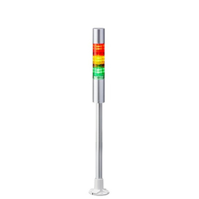 Patlite LR4 Series Coloured Buzzer Signal Tower, 3 Lights, 24 V dc, Pole Mount