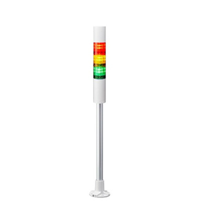 Patlite LR4 Series Coloured Buzzer Signal Tower, 3 Lights, 24 V dc, Pole Mount