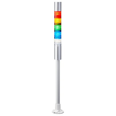Patlite LR4 Series Coloured Buzzer Signal Tower, 5 Lights, 24 V dc, Pole Mount