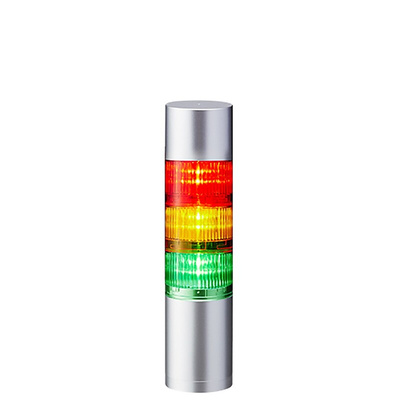 Patlite LR6 Series Coloured Buzzer Signal Tower, 3 Lights, 24 V dc, Direct Mount