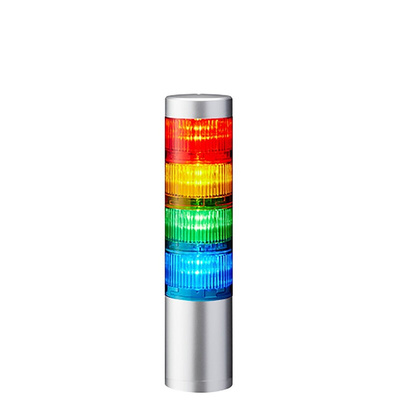 Patlite LR6 Series Coloured Signal Tower, 4 Lights, 24 V dc, Direct Mount