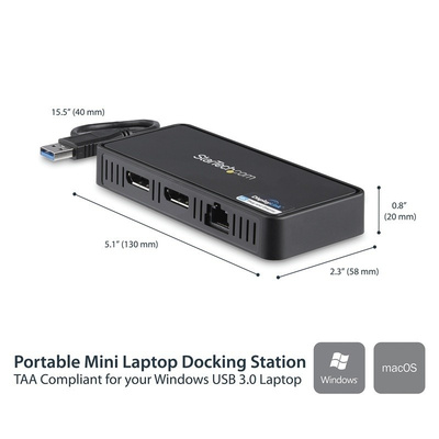 Startech Dual Monitor 4K USB 3.0 USB Docking Stations with DisplayPort - 1 x USB ports