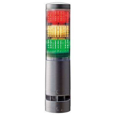 Patlite LA6 Series Clear Buzzer Signal Tower, 3 Lights, 24 V dc, Direct Mount