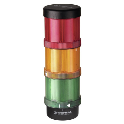 Werma KombiSIGN 72 Series Red/Green/Yellow Signal Tower, 3 Lights, 5 V, Tube Mounted