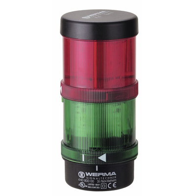 Werma KombiSIGN 71 Series Red/Green Signal Tower, 2 Lights, 24 V, Base Mount, Wall Mount