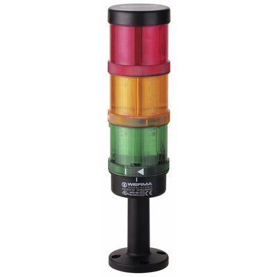 Werma KombiSIGN 71 Series Red/Green/Yellow Signal Tower, 3 Lights, 24 V, Tube-mounted
