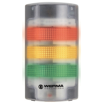 Werma FlatSIGN Series Red/Green/Yellow Buzzer Signal Tower, 3 Lights, 115 → 230 V, Wall Mounting