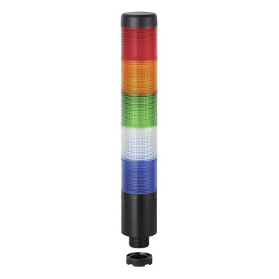 Werma Kompakt 37 Series Blue, Clear, Green, Red, Yellow Buzzer Signal Tower, 5 Lights, 24 V, Built-In