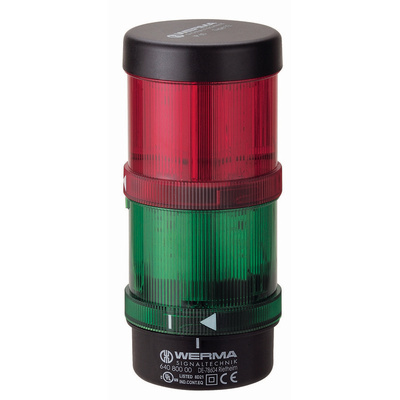 Werma KS71 Series Green, Red Signal Tower, 2 Lights, 115 V