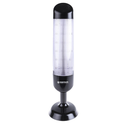 Werma Kompakt Series Clear Buzzer Signal Tower, 3 Lights, 24 V dc, Base Mount