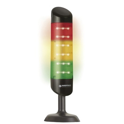 Werma Kompakt Series Clear Buzzer Signal Tower, 3 Lights, 24 V dc, Base Mount
