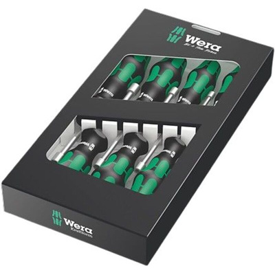 Wera Hexagon Nut Driver Set, 5 mm, 5.5 mm, 6 mm, 7 mm, 8 mm, 10 mm, 13 mm Tip, 90 mm Overall