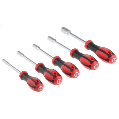RS PRO Hex Nut Driver Set, 6 mm, 7 mm, 8 mm, 10 mm, 13 mm Tip, 125 mm Blade, 225 (6 mm C-PLUS Nut Driver) mm, 235 (10