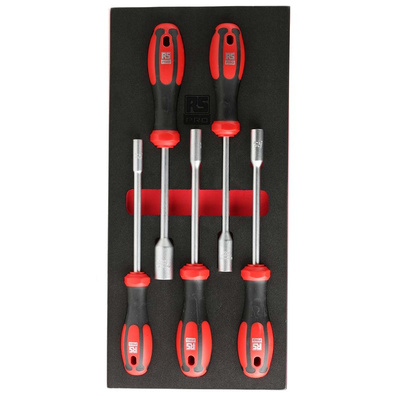 RS PRO Hex Nut Driver Set, 6 mm, 7 mm, 8 mm, 10 mm, 13 mm Tip, 125 mm Blade, 225 (6 mm C-PLUS Nut Driver) mm, 235 (10