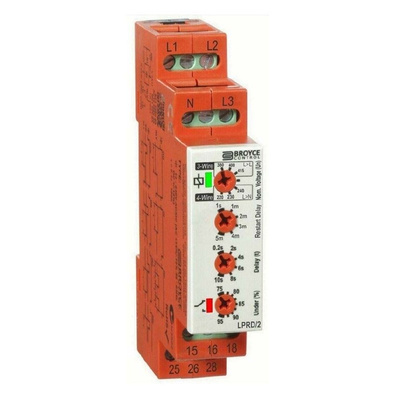 Broyce Control Voltage Monitoring Relay With DPDT Contacts, 3 Phase