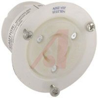 Receptacle, Flanged; 20 A; 250 VAC; L6-20R; White; Steel-Nickel Plated; Brass