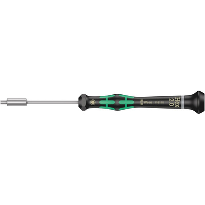 Wera Hexagon Nut Driver, 2 mm Tip, 60 mm Blade, 157 mm Overall