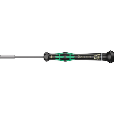 Wera Hexagon Nut Driver, 3.2 mm Tip, 60 mm Blade, 157 mm Overall