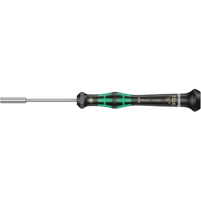 Wera Hexagon Nut Driver, 1/8 in Tip, 60 mm Blade, 157 mm Overall