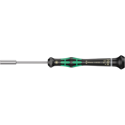 Wera Hexagon Nut Driver, 3/16 in Tip, 60 mm Blade, 157 mm Overall