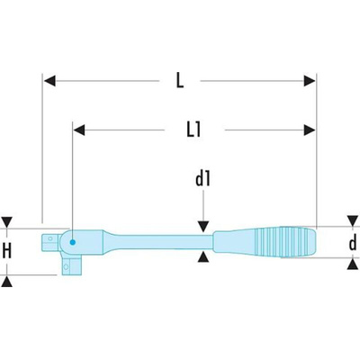 Facom 1/2 in Square Socket Handle, 381 mm Overall