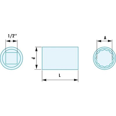 Facom 18 mm Non-Sparking 12 Point Socket Socket, 42 mm Overall