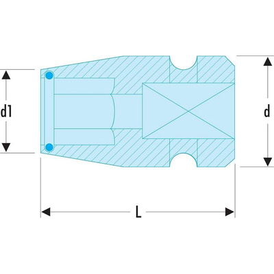 Facom 1/2 in Square, 40 mm Overall