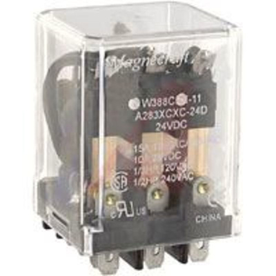 RELAY,POWER,3PDT,16 AMP,PLANE COVER WITH FLAG,DC OPERATED,SOLDER/PLUG-IN,24VDC