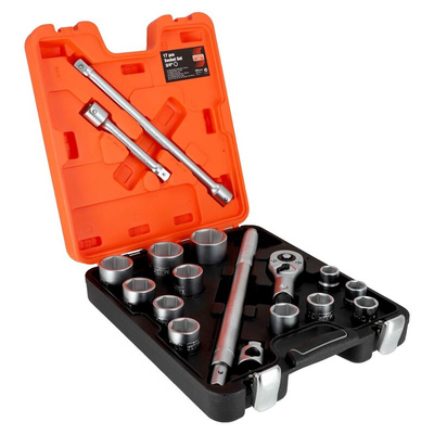 Bahco 17-Piece Metric 3/4 in Standard Socket Set with Ratchet, 6 point