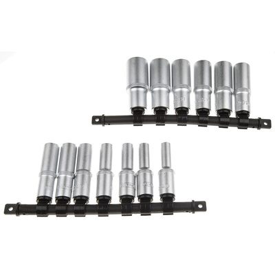 RS PRO 13-Piece Metric 1/2 in Deep Socket Set , 6 point