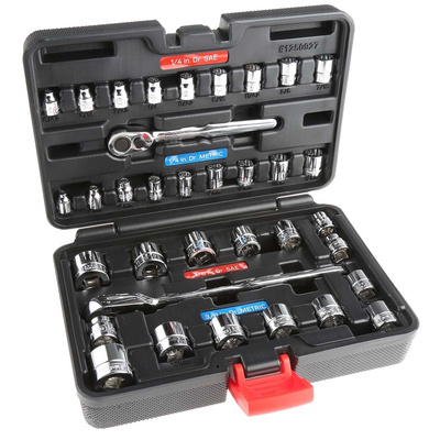 RS PRO 35-Piece Imperial, Metric 1/4 in; 3/8 in Standard Socket Set with Ratchet, 12 point