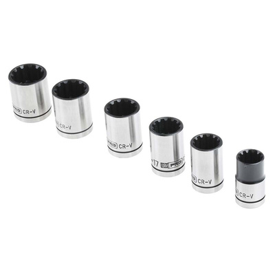 RS PRO 6-Piece Imperial 1/2 in Standard Socket Set , 12 point