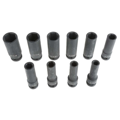 RS PRO 10-Piece Metric 1/2 in Impact Socket Set , 6 point