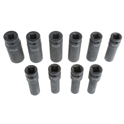 RS PRO 10-Piece Metric 1/2 in Impact Socket Set , 6 point