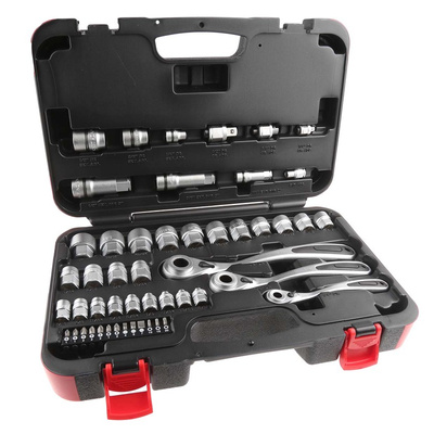 RS PRO 50-Piece 1/2 in; 1/4 in; 3/8 in Standard Socket/Bit Set with Ratchet