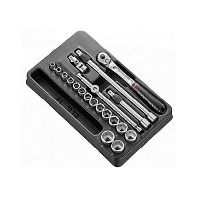 Facom 20-Piece Metric 3/8 in Standard Socket Set with Ratchet, 6 point