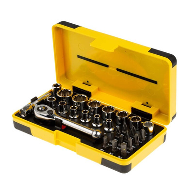 CK 28-Piece Metric 1/4 in Standard Socket/Bit Set with Ratchet, 12 point; Hex Bit; Phillips Bit; Pozidriv Bit; Torx Bit