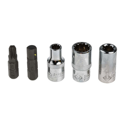 CK 28-Piece Metric 1/4 in Standard Socket/Bit Set with Ratchet, 12 point; Hex Bit; Phillips Bit; Pozidriv Bit; Torx Bit