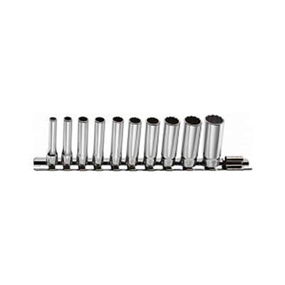 Facom 10-Piece Imperial 1/4 in Deep Socket Set , 12 point