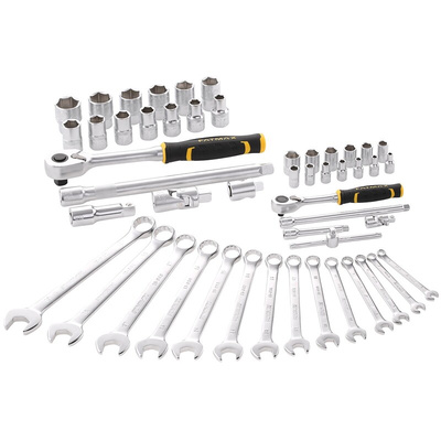 Stanley 50-Piece Metric 1/2 in; 1/4 in Standard Socket/Spanner Set with Ratchet, 6 point