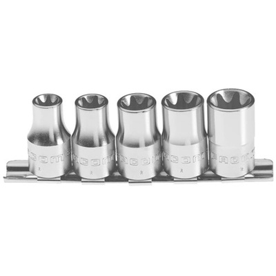 Facom 5-Piece 1/2 in Standard Socket Set , e-Torx