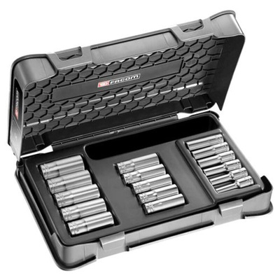 Facom 16-Piece Metric 3/8 in Deep Socket Set , 6 point