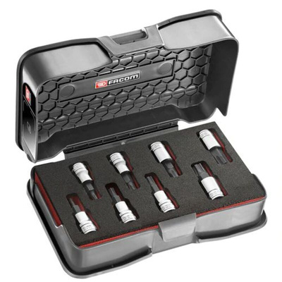 Facom 8-Piece Metric 3/8 in Bit Socket Set , Hex Bit