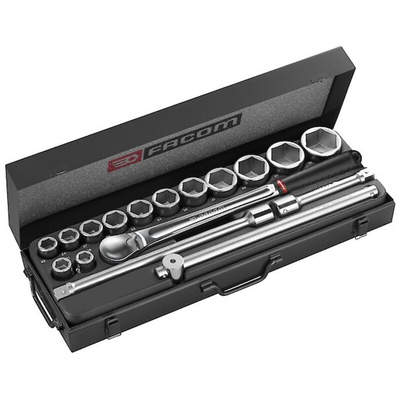 Facom Metric 3/4 in Standard Socket Set with Ratchet, 6 point