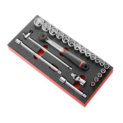 Facom 22-Piece Imperial 1/2 in Standard Socket Set with Ratchet, 12 point