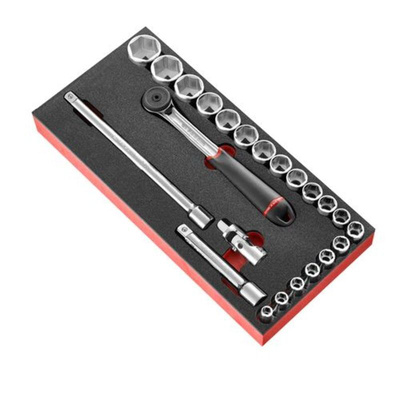 Facom 23-Piece Metric 1/2 in Standard Socket Set with Ratchet, 6 point