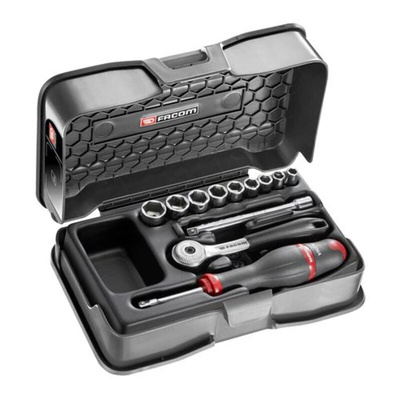 Facom 12-Piece Metric 1/4 in Standard Socket Set with Ratchet, 6 point